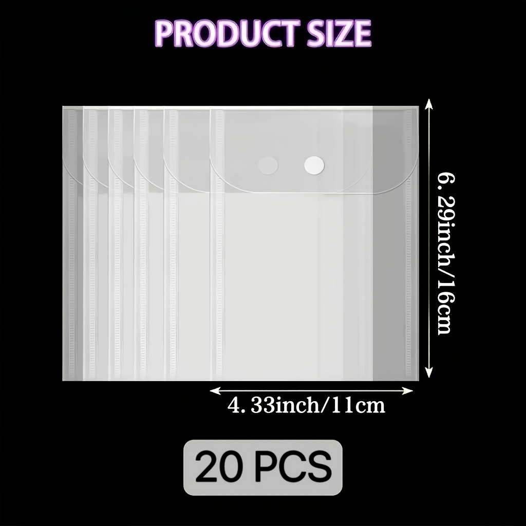 TEMU Set Of 20 Die-cut Storage Pouch For Scrapbooks, Transparent Document Storage Envelopes, Scrapbooking Storage And Cutting Die Template Organizer