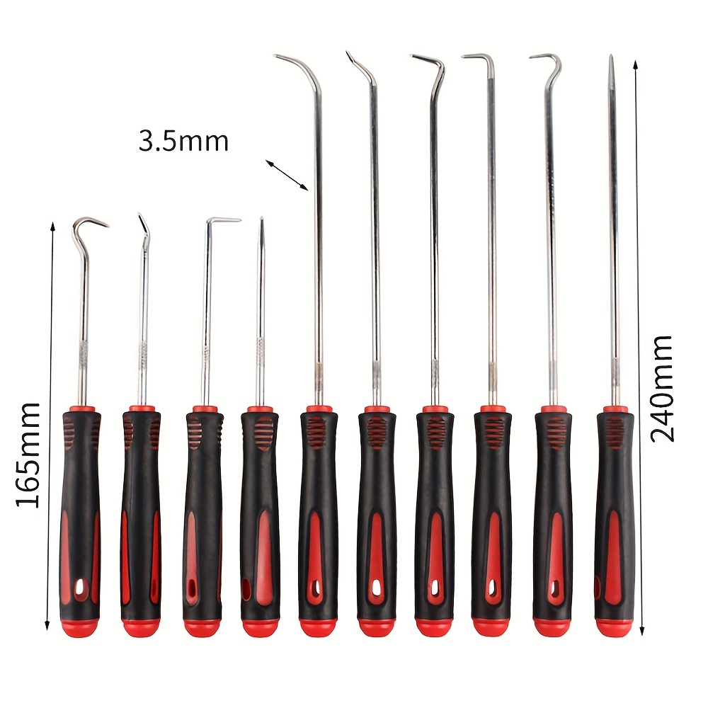 Image of 10pcs Automotive Hook And Pick Tool Set, Long & Mini Precision Oil Seal Pick Tool, Pick Set, Seal Puller, Suitable For Removing Oil Seals, O-rings, Gaskets, And Hose, Mechanical Device Pick
