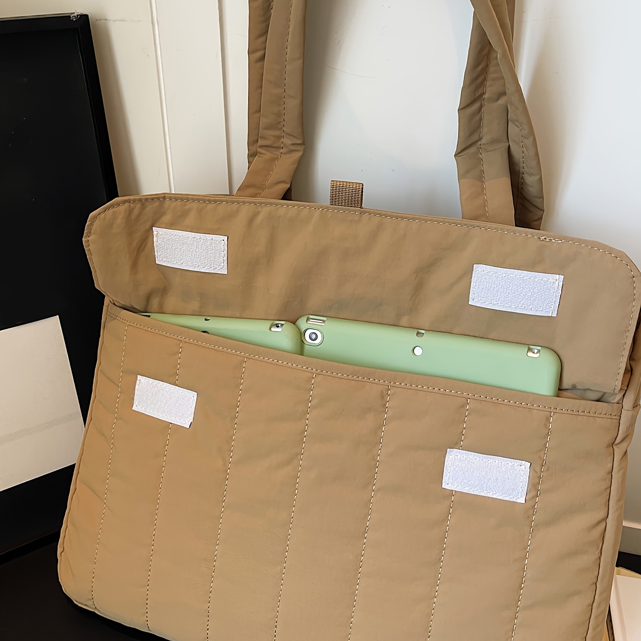 Laptop Tragetasche Für Damen Gesteppte Schultertasche Groß_voghion.com