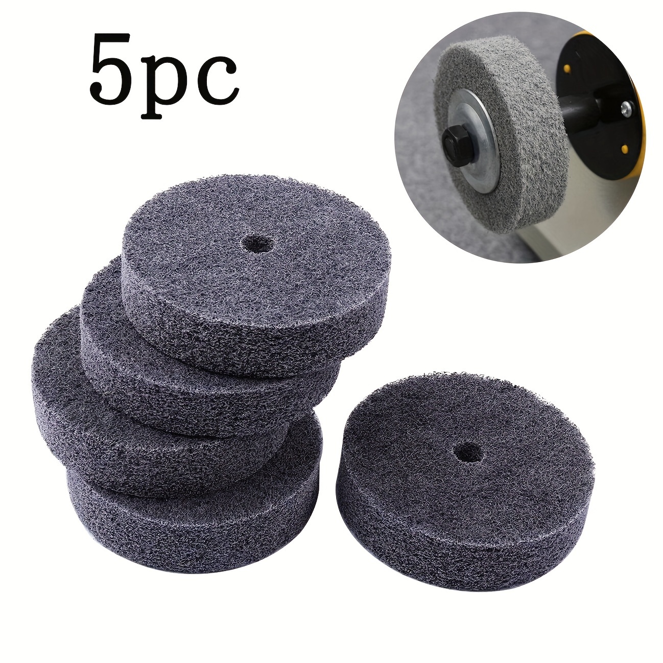 

5 Pcs 3" Fiber Buffing Wheels - 3/8" Arbor Hole Replacement Abrasive Buffing Wheels For Bench Buffers And Grinders