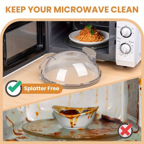 12 inch microwave splatter guard with integrated handle durable polycarbonate easy heating pasta more ideal housewarming gift grey food cover lid transparent lid durable kitchenware microwave food cover