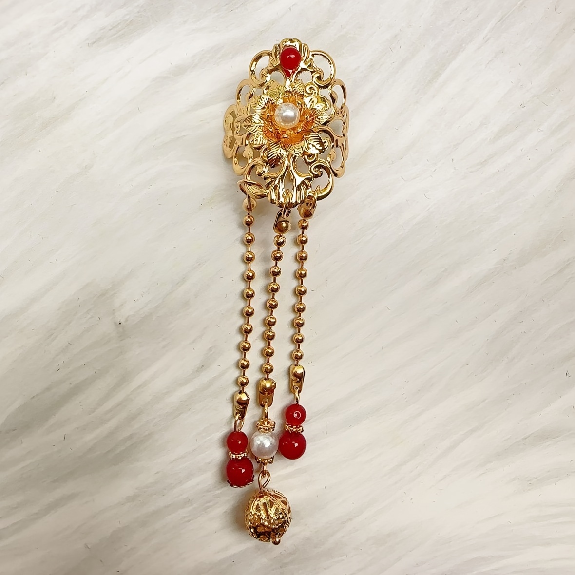 Image of Ancient-style Hair Tie Clip, Hanfu Headpiece With Long Tassel Ponytail Hair Ring, Traditional Costume Accessory Hairpin For Women