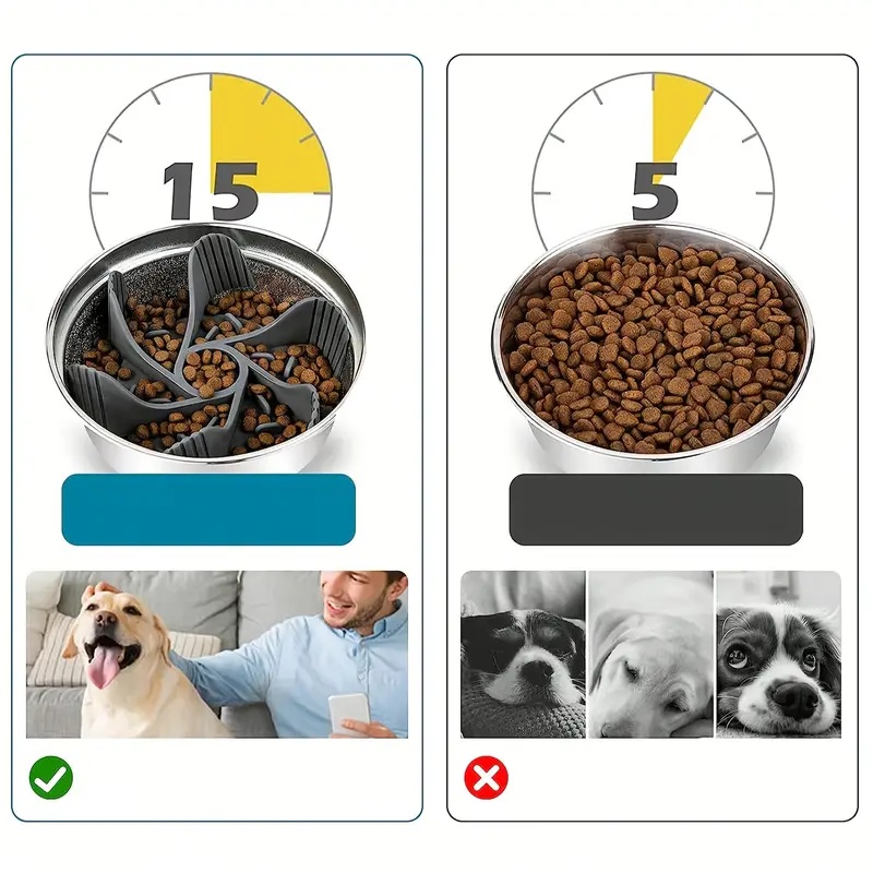 Bol Slow Food pour Chien - Distributeur de Nourriture -Étouffement, Encourage des Habitudes Alimentaires Saines et Retarde l'Alimentation