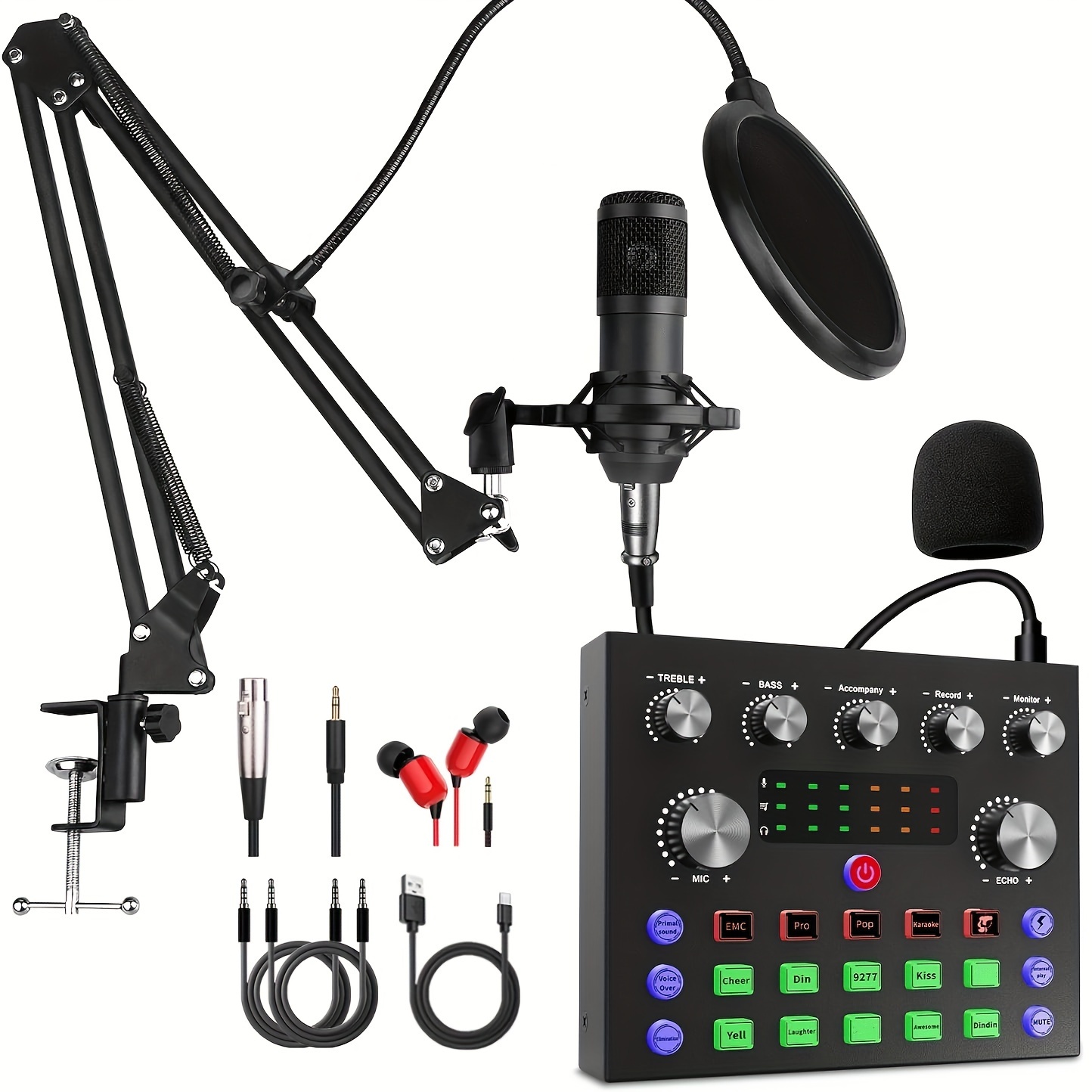 

Podcast Equipment Bundle, Audio Interface With Dj Mixer Sound Mixer Microphone Perfect Recording For Pc/laptop/smartphone