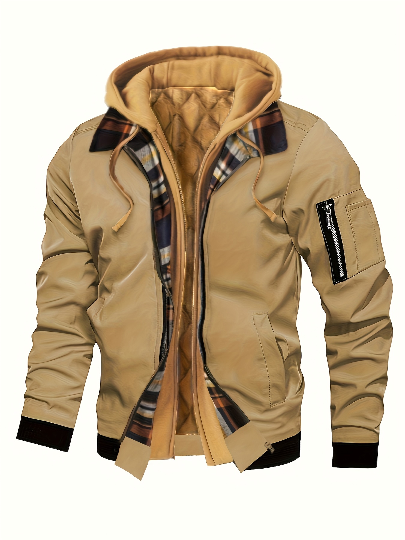 Veste d'hiver à capuche pour homme Pearson OBM, style coréen, un vêtement d'extérieur décontracté et tendance, couleur unie, style formel, avec détails de fermeture éclair