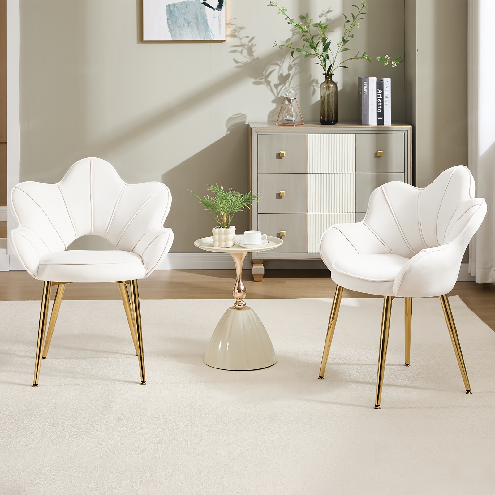 Image of A Set Of 2 Modern Velvet Dining Chairs Featuring Armrests And An Open , With Soft Shell Seats And , Suitable For Dining Rooms, Living Rooms, Makeup Areas, And Home Offices