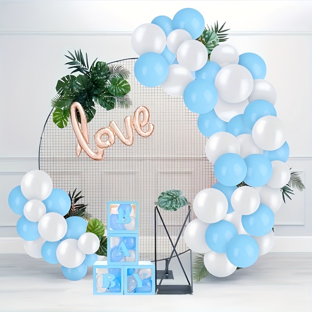 

4pcs, Baby Gift Party Blue Transparent Balloon Box (with Blue Letters Baby), Suitable For Gender Revealing Parties, Baby Showers, And Birthday Parties With Transparent Balloon Box Blocks