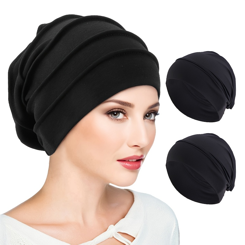 TEMU Ensemble de 3 pièces, Chapeau à capuche épaissi, Chapeau , Chapeau anti-chute de cheveux, Bonnet de nuit, Chapeau foulard musulman élastique, de
