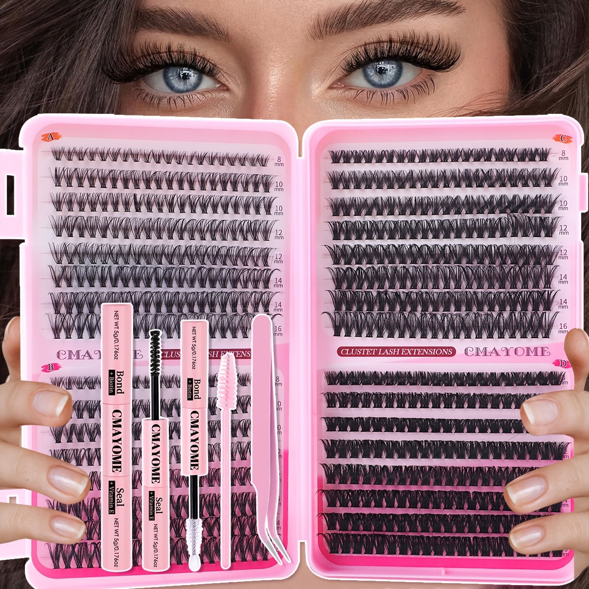 640pcs lash clusters thick volume lash extension kit high capacity diy individual lashes with wispy lash tweezer and brush for at home eyelash extensions details 1