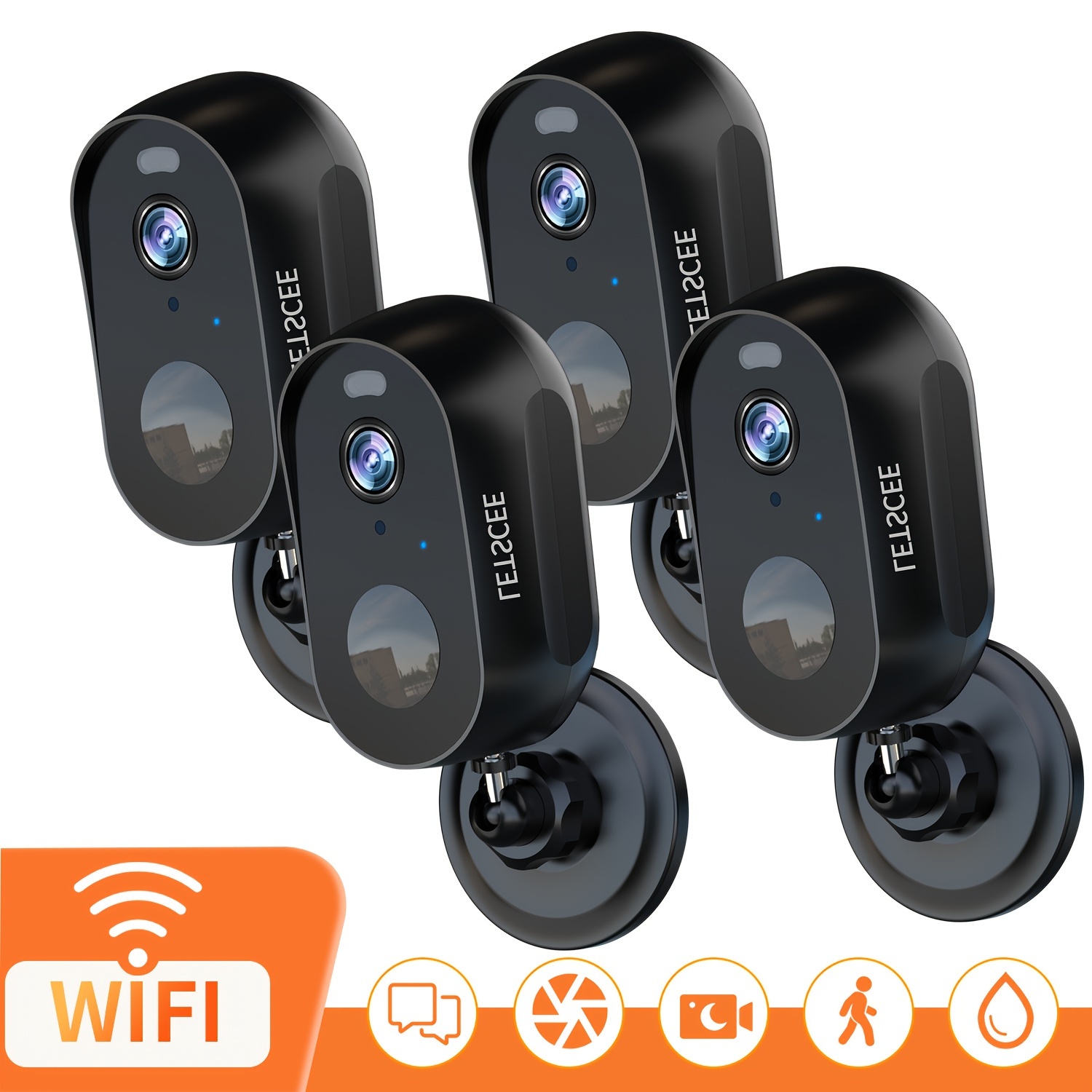 

4 Pcs Wireless Cameras For Home/outdoor Security, Battery Powered 1080p Hd Wifi Security Outdoor With Spotlight