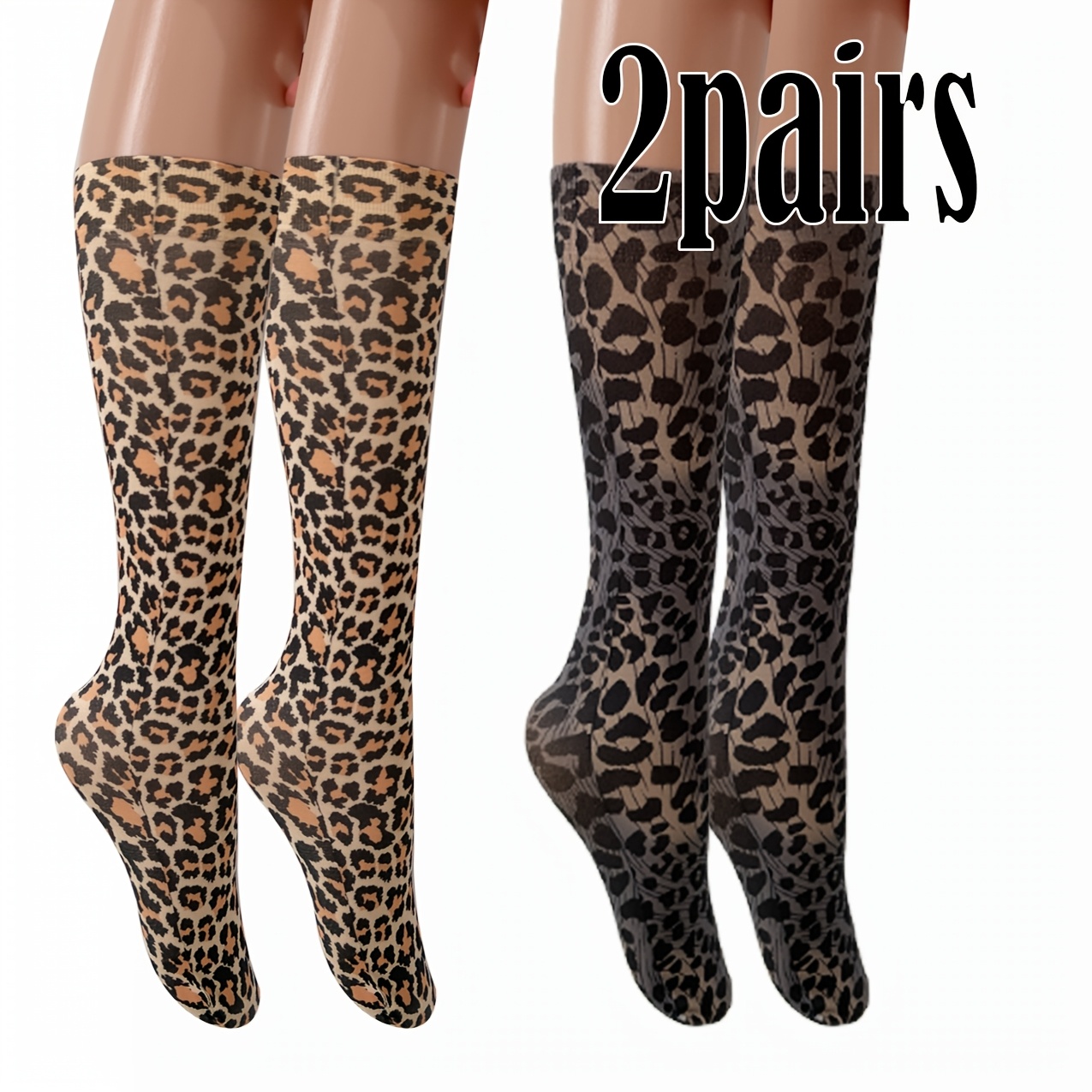 TEMU Women's Calf Socks, Random Leopard Print Mid-calf Socks, Non-knee High Socks Suitable For Indoor And Outdoor Use, Suitable For Multiple Events,