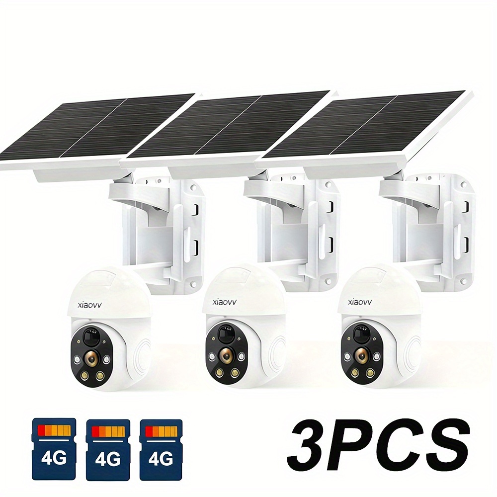 2pcs Outdoor Security Camera Wireless 4g Surveillance System No Wifi With Sim Card 1080p Hd Night Vision, Audio, Motion Detection Alerts, Solar Panel Suitable For/business Cctv