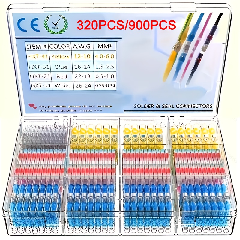 

320pcs/900pcs Wire Connectors, Butt Connectors, Insulated Electrical Wire Terminals, Butt