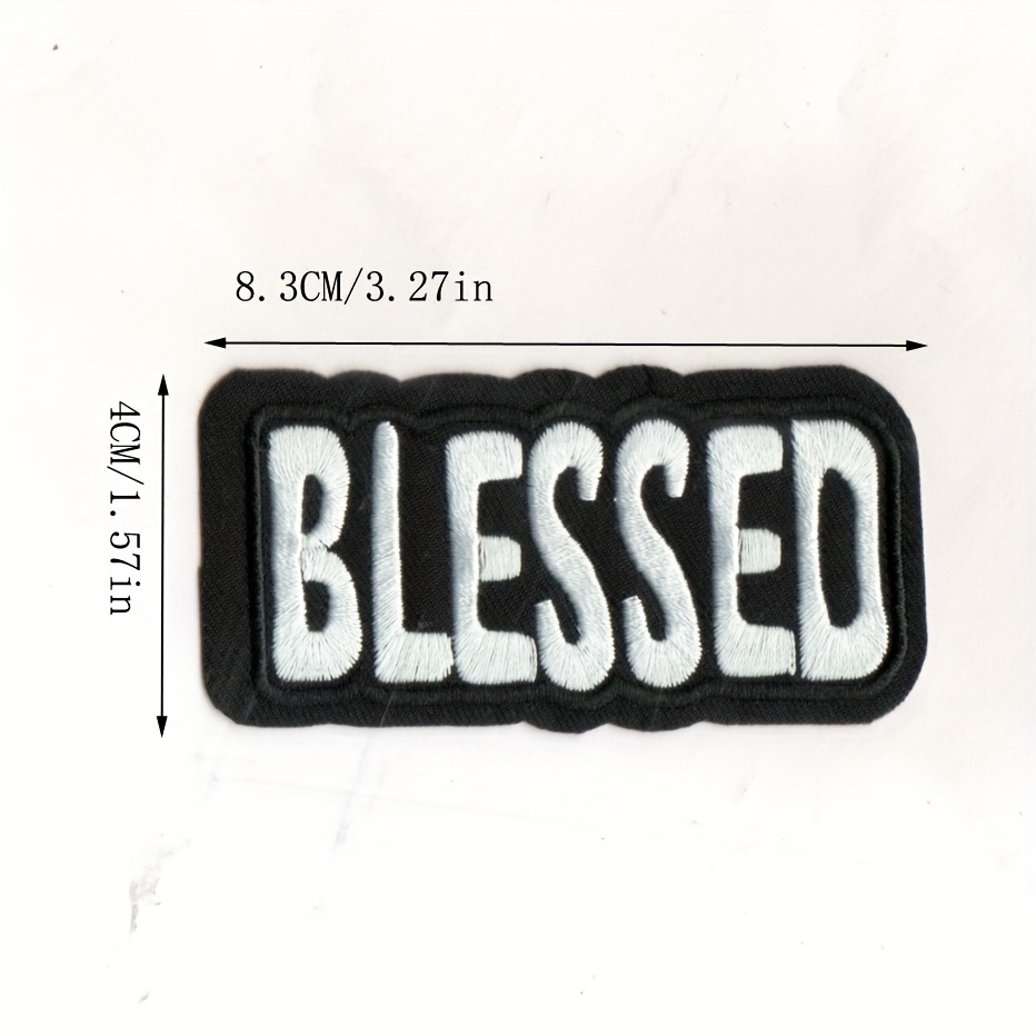 TEMU Parches Bordados BLESSED para Planchar, Aplicaciones Divertidas y , Ideales para Decoración DIY de Ropa, Bolsos, Zapatos y Gorras