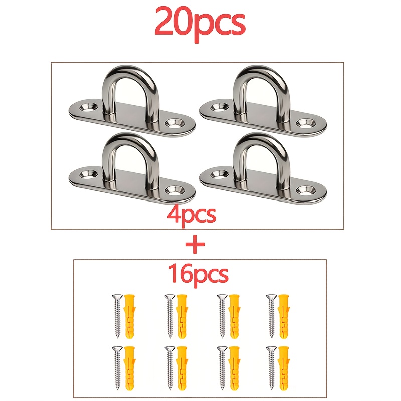 20pcs Stainless Steel Ceiling Hook Pad Eye Plate With Screws
