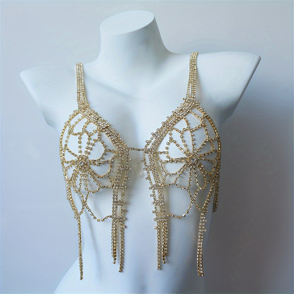 Bikinis Rhinestone Bra Chain Chest Accessories Nightclub Crystal Body  Jewelry