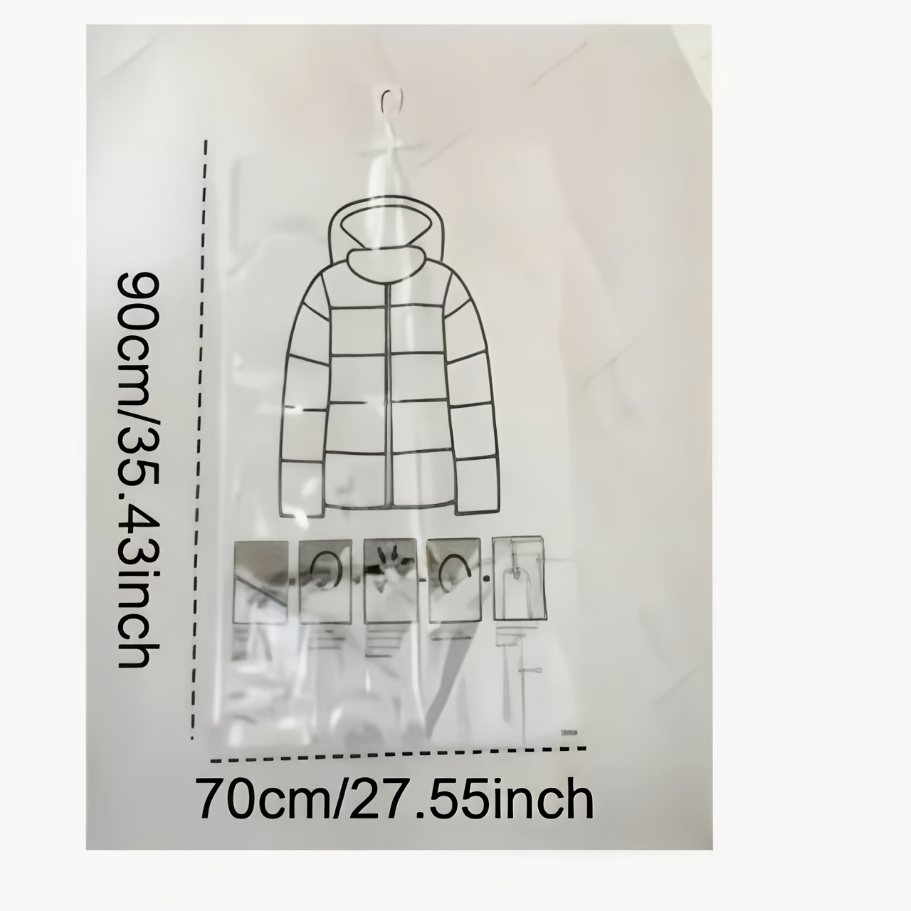 [5-hook Vacuum Bag] 5-hook Oversized Hanging Vacuum Compression Storage Bag | Thick Finishing Bag, Shape, No Electricity, Clothing Protection And Space