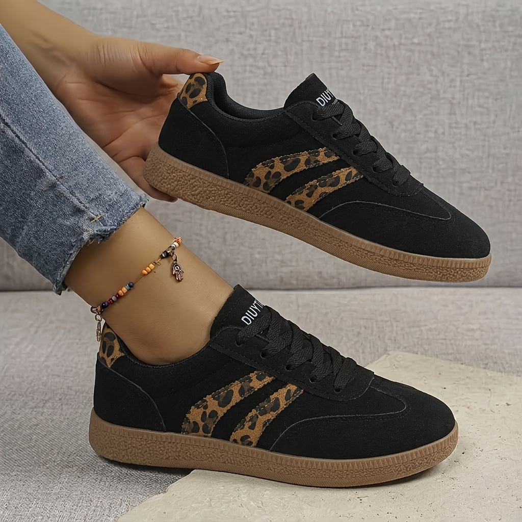 TEMU Chaussures de sport décontractées allemandes à imprimé léopard, Chaussures pour femme, Baskets
