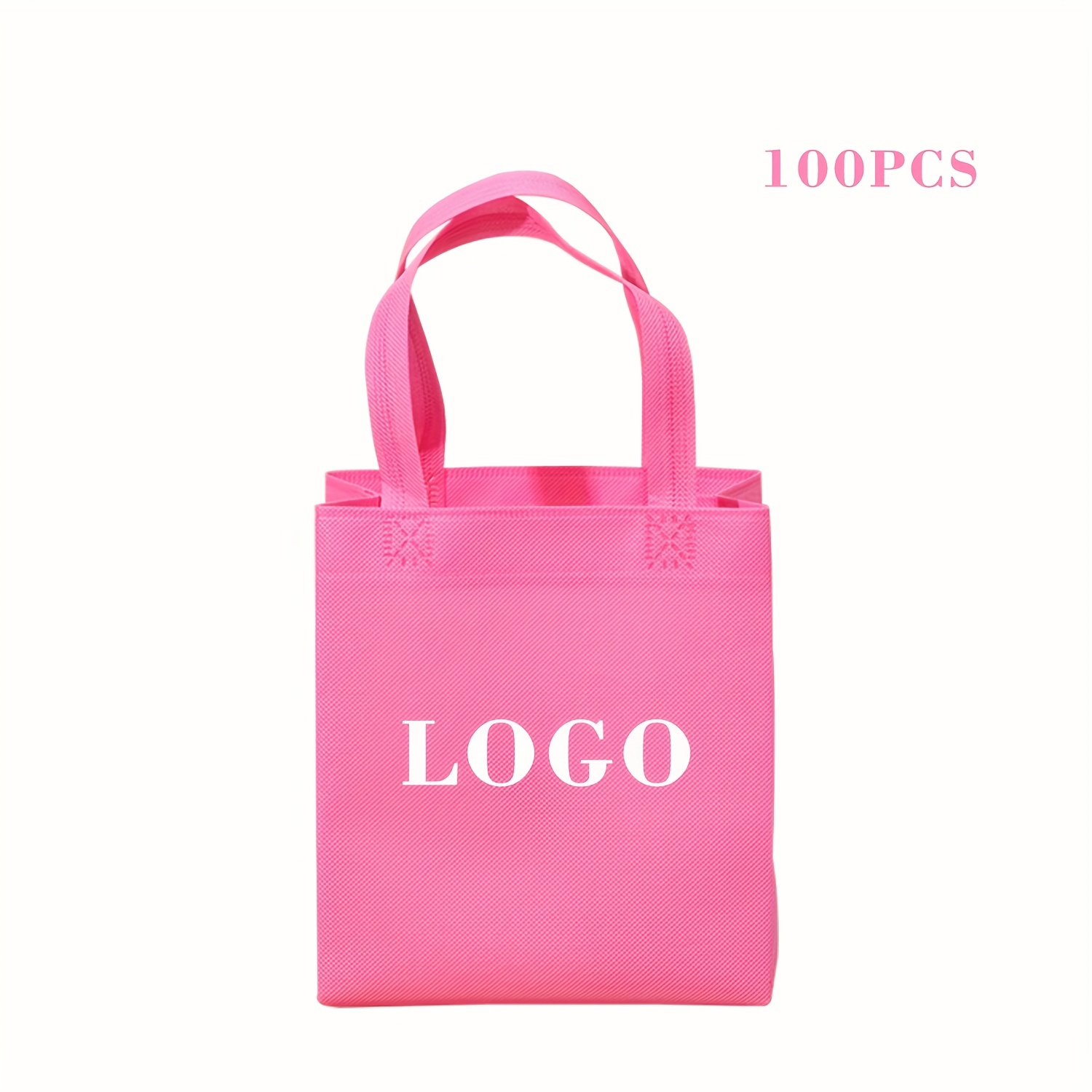 Custom 100pcs Tote Bag with Logo Text Heat Transfer