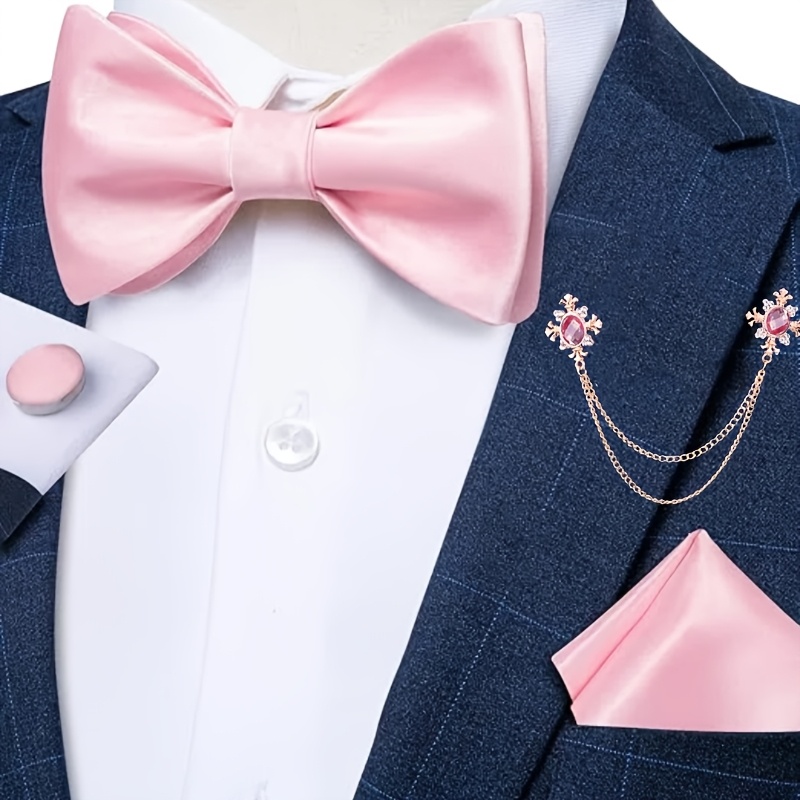Set Of 5 's Fashion Additions, Including A Bow Tie, Tassel Badge, Cufflinks, And Handkerchief - Ideal For Weddings, Formal Events, And Christmas Presents
