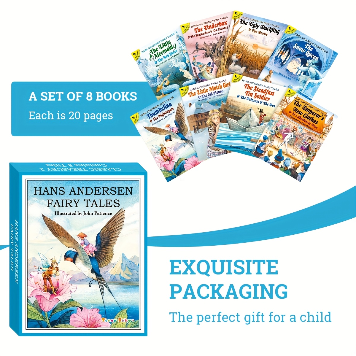 TEMU 1 Box Of 8 English Hans Christian Andersen Fairy Tale Books Gift Set 8 Different Hans Christian Andersen Fairy Tales Gifts For Kids Favorite