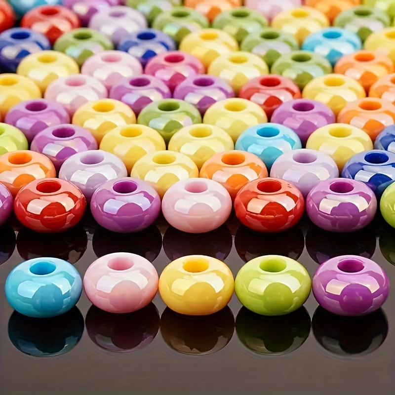 

20pcs15mm Pure Color Mixed Color Acrylic Large Hole Wheels Pearlescent Surface Phantom Color Diy Beading Pen Mobile Phone Chain Beads Ornament Making Materials