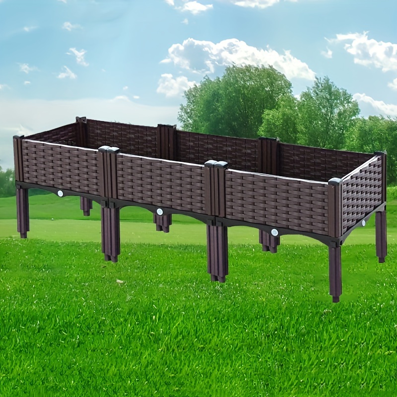 

Raised Garden Bed Kit, Raised Planter Box With Detachable Legs, Plastic Raised Bed For Indoor And Outdoor Growing Vegetables And Herbs, Easy To , Brown 120cm*40cm*38cm