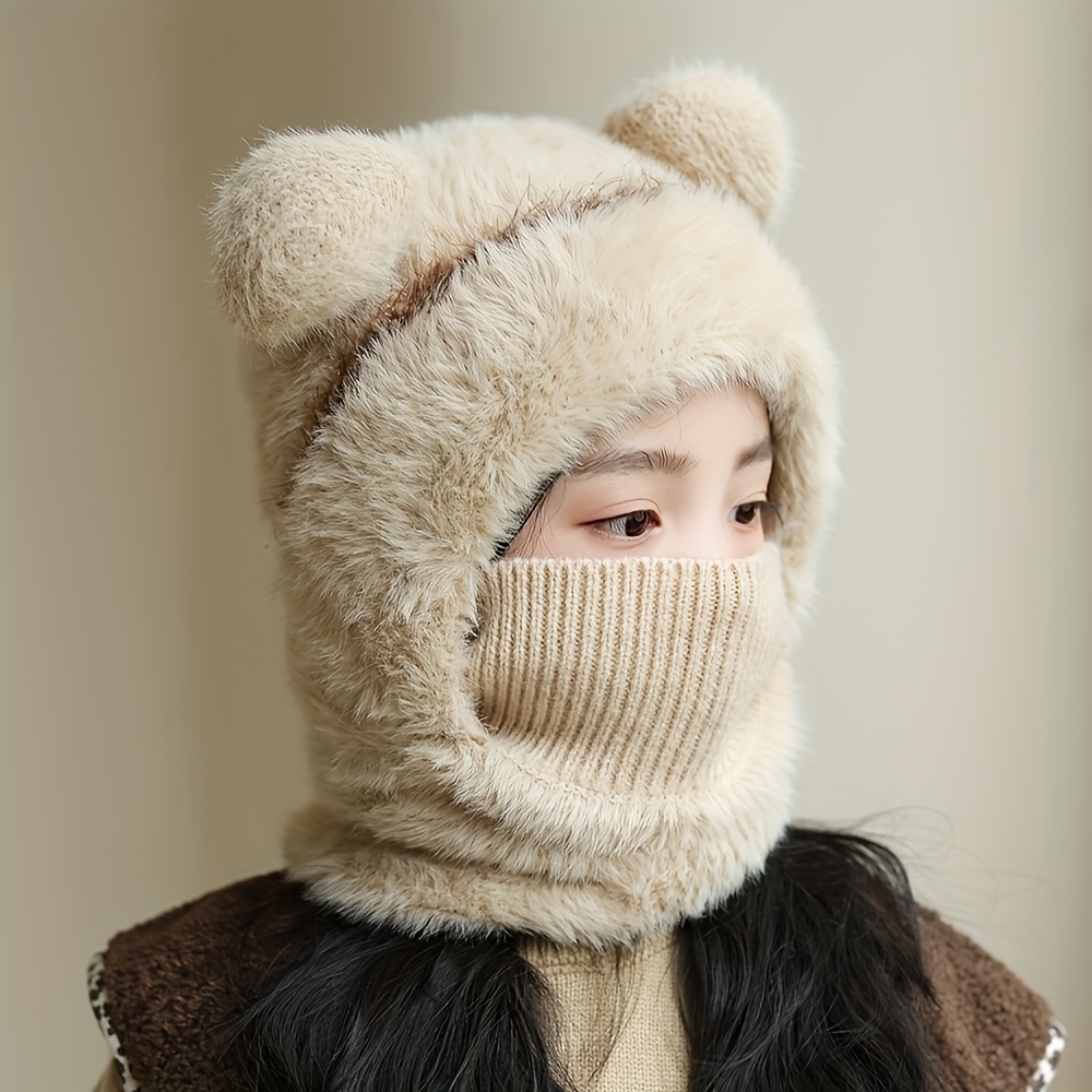 Unisex Autumn Winter Pullover Hat with Neck Gaiter