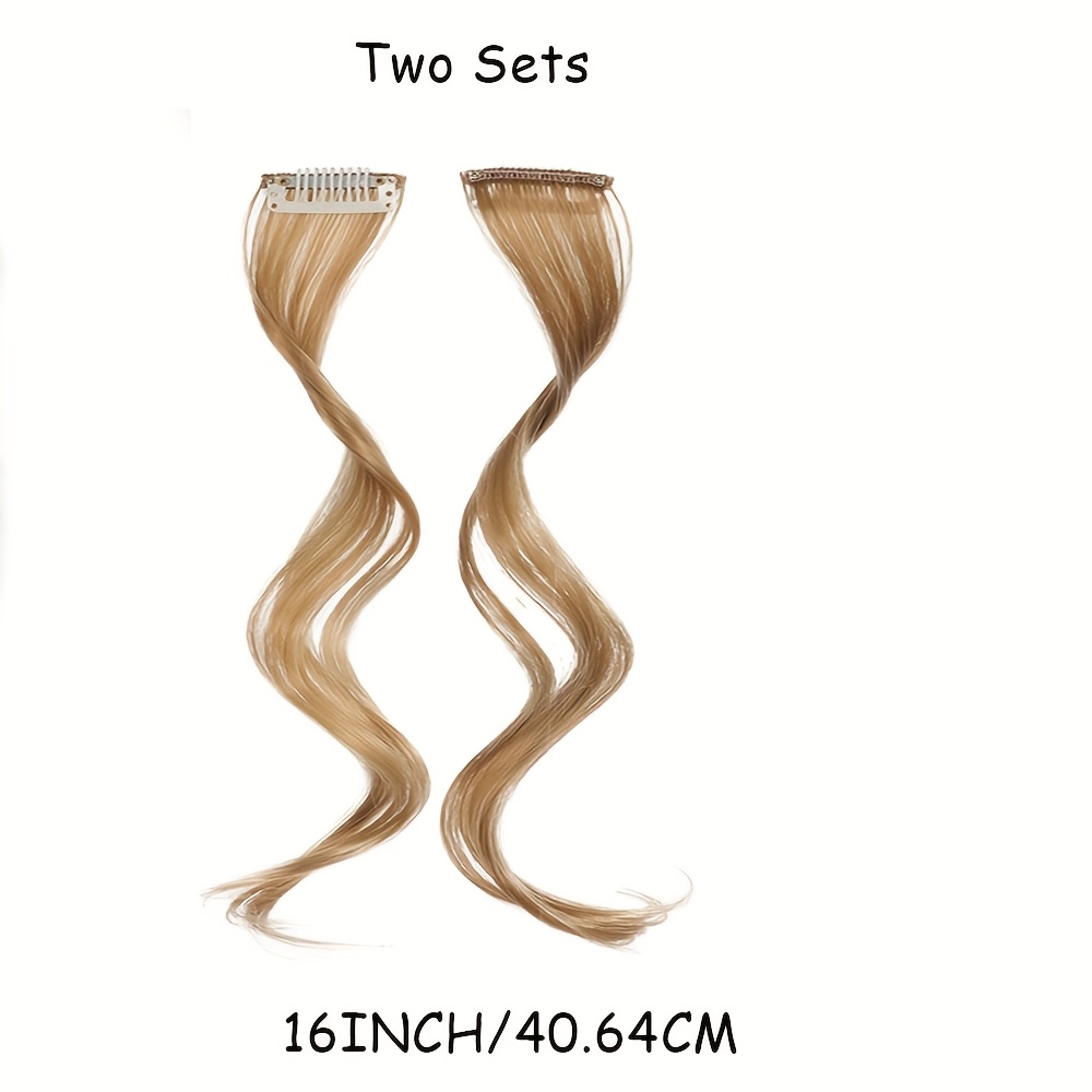 16 inch two piece clip synthetic bangs wig pieces     long side tassel hair extension elegant style suitable for womens daily wear wedding party themed party festival celebration details 3