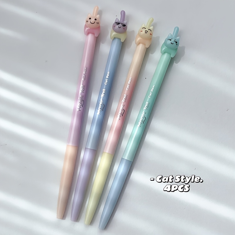 Juego de 4 bolígrafos de gel estilo cola de gato, de 0.5 mm, bolígrafos de escritura creativos de gato, artículos de…: retailer-supplied image