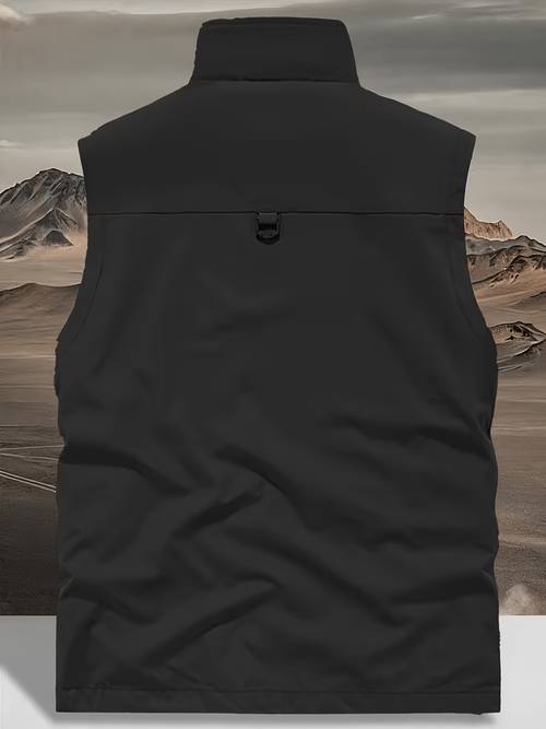 autumn lightweight vest for outdoor sports photography hiking and fishing casual multi pocket sleeveless stand collar vest for middle aged and elderly men and women