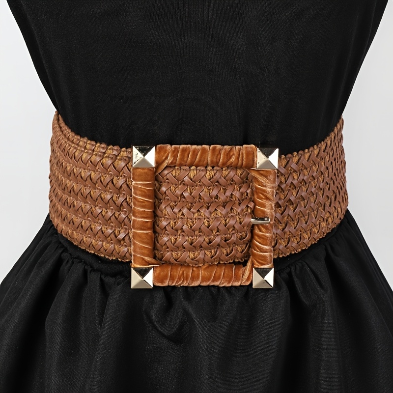 3-pack vintage matte wide waist belts for women, elastic  display picture 1