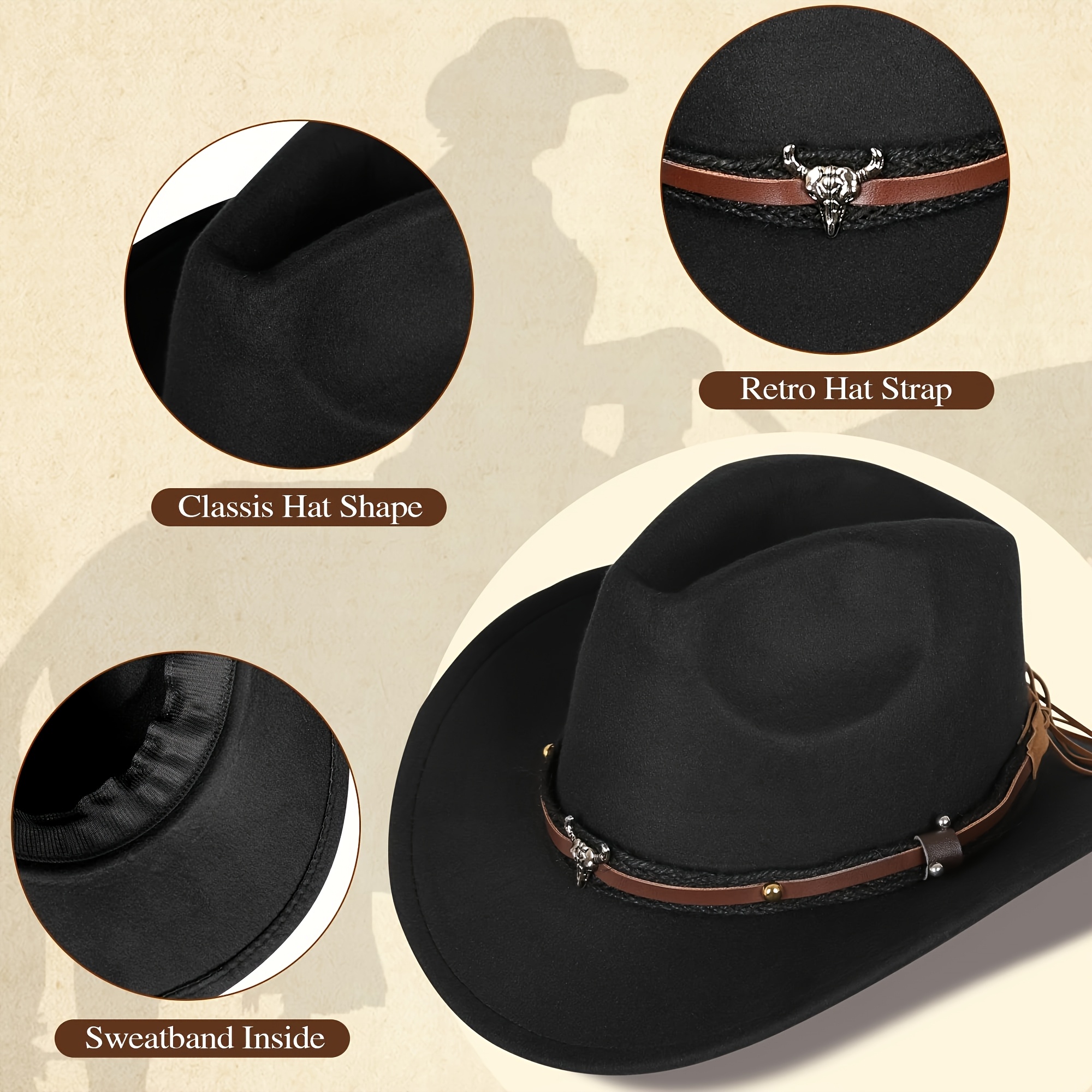 3pcs western cowgirl costume accessories set cowgirl hat - Temu display picture 2