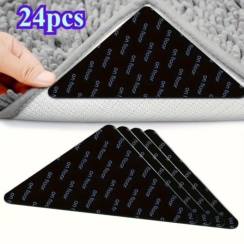 set of 24 rug grippers   stickers to prevent slipping suitable for hardwood tile and marble floors double sided carpet clips to keep corners flat removable tape for area rugs
