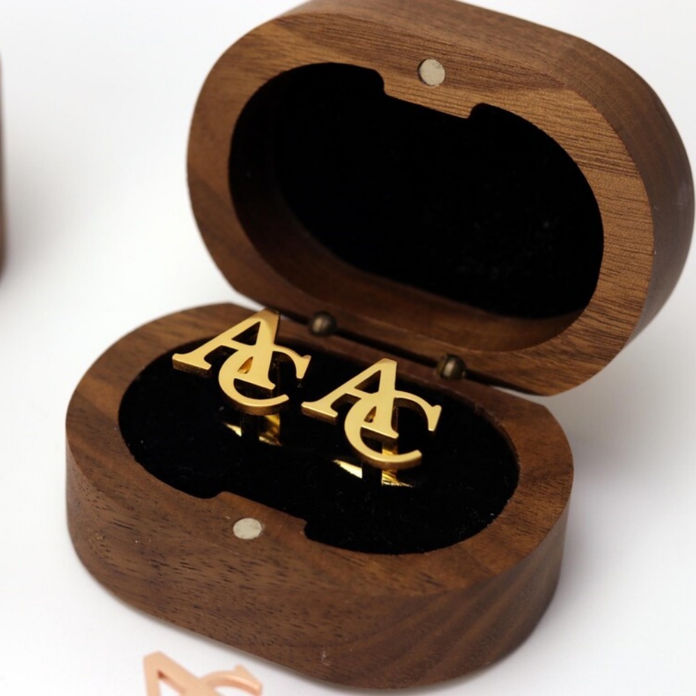 TEMU Boutons de manchette à personnalisées, Boutons de manchette à lettres personnalisées pour couple, Boutons de manchette minimalistes en acier