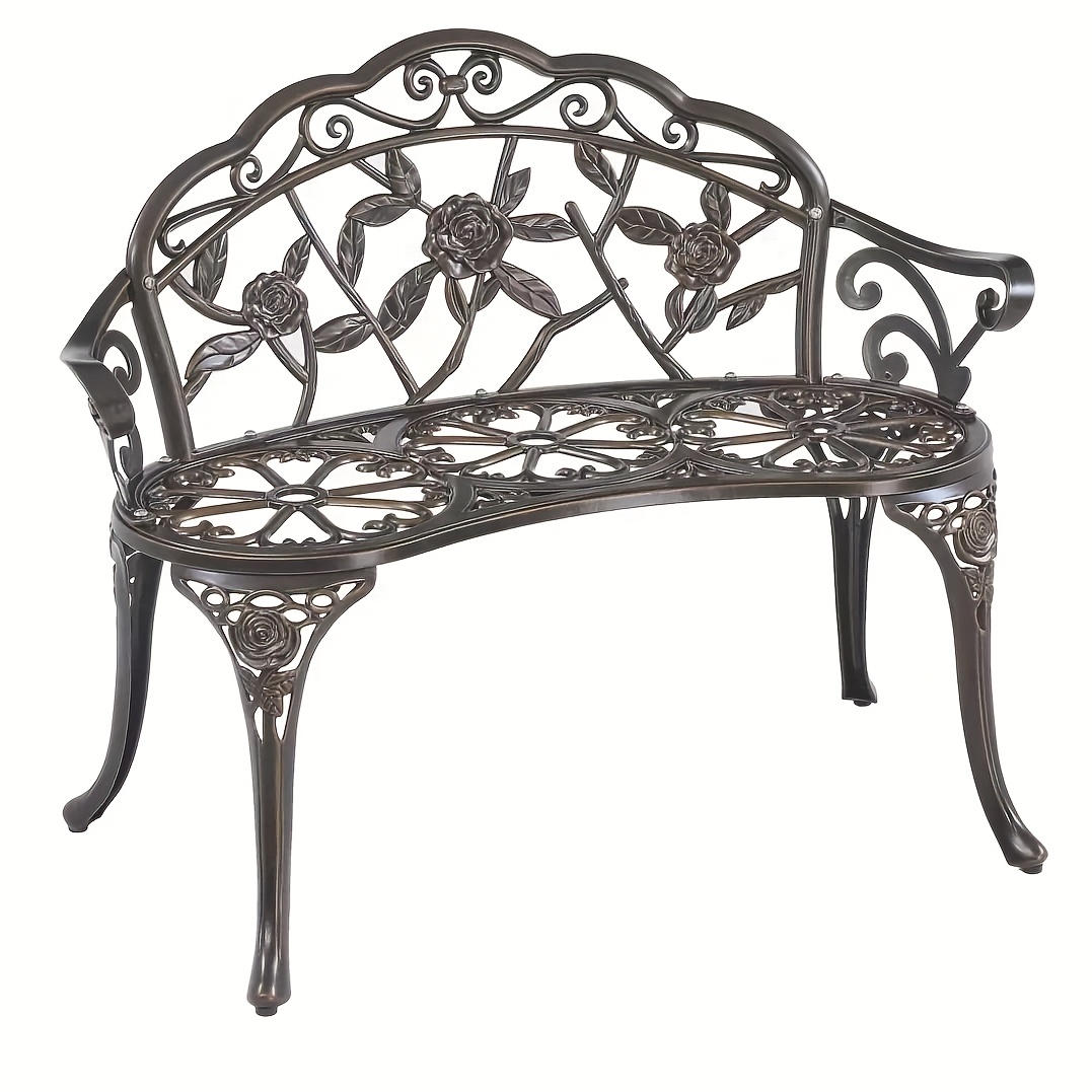 TEMU Elegant Aluminum Garden Chair With Intricate - Outdoor Patio Furniture, Mixed Color, Sturdy Metal Frame, Patio And Yard Use, Patio Furniture