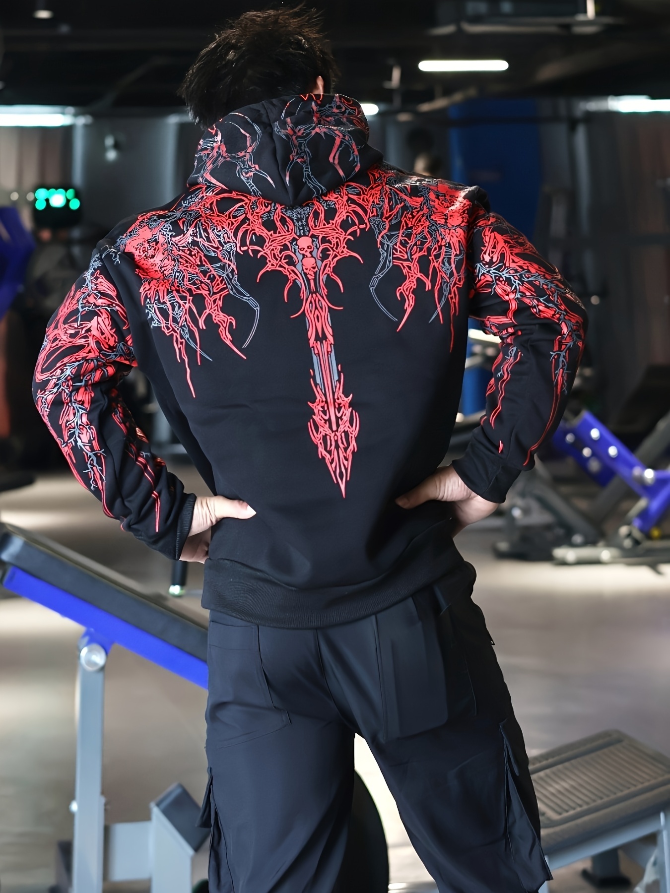 blue graphic hoodie sold on Temu United States