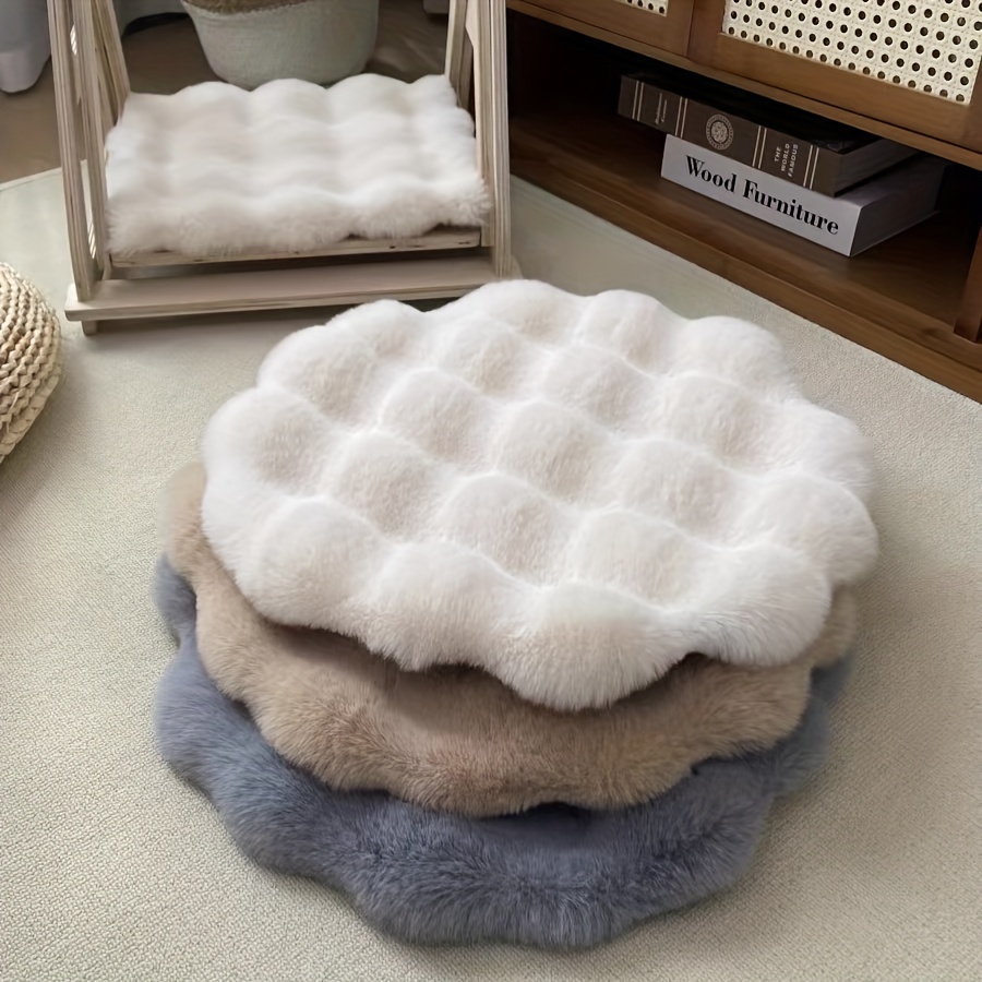 

Luxurious Faux Rabbit Fur Plush Cushion - Thick, Non-slip Seat Pad For Dressing Stools & Cat Beds, Machine Washable