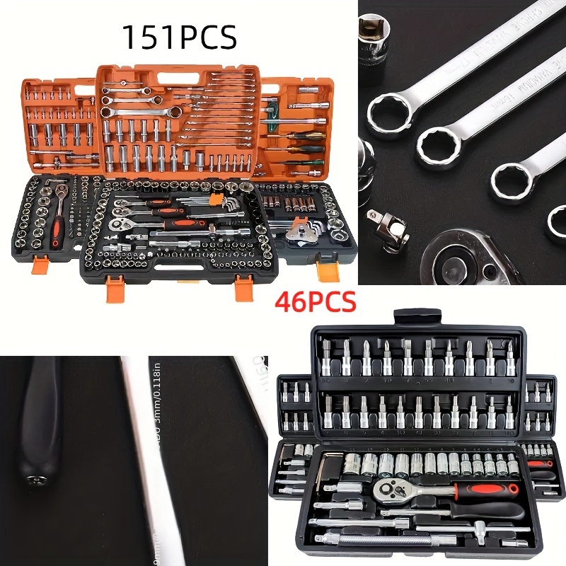 

A Set Of 46pcs / 151pcs Set Positioning Sockets, And Long Handles For Car And Use Tool Set Storage Box Christmas Halloween