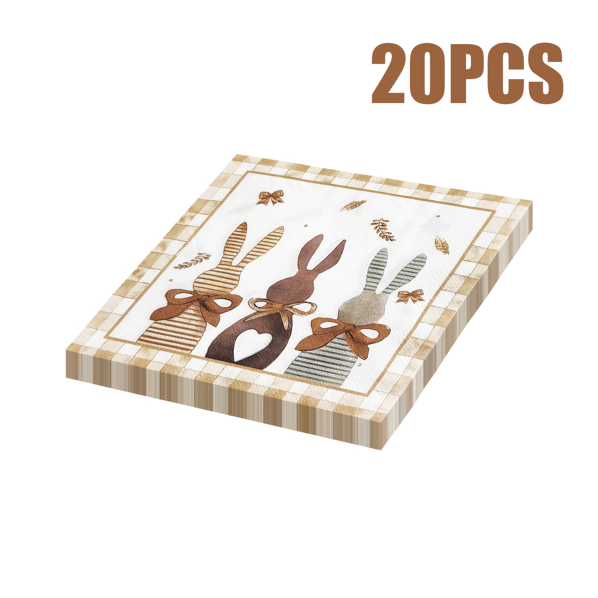 20pcs 2-ply Disposable Easter Decorative Napkins | Cute Bunny Pattern, Easter Elements, Table Decoration, 13*13inch, Paper Material