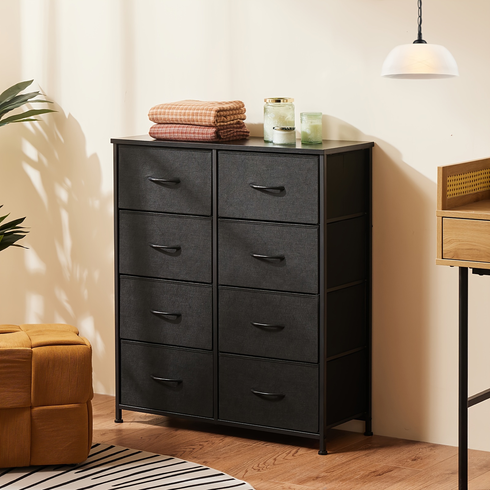 

Dresser Set, Dresser For Bedroom With 8 Drawers And 10 Drawers, Tall Dresser & Chest Of Drawers, Storage Tower, Organizer Units With Fabric Bins, Storage Cabinets For Bedroom, Living Room, Steel Frame