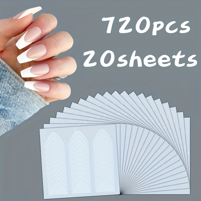 French Manicure Art Stickers, 1 Design Self-adhesive Nail Tips Decoration Templates Tool Guide