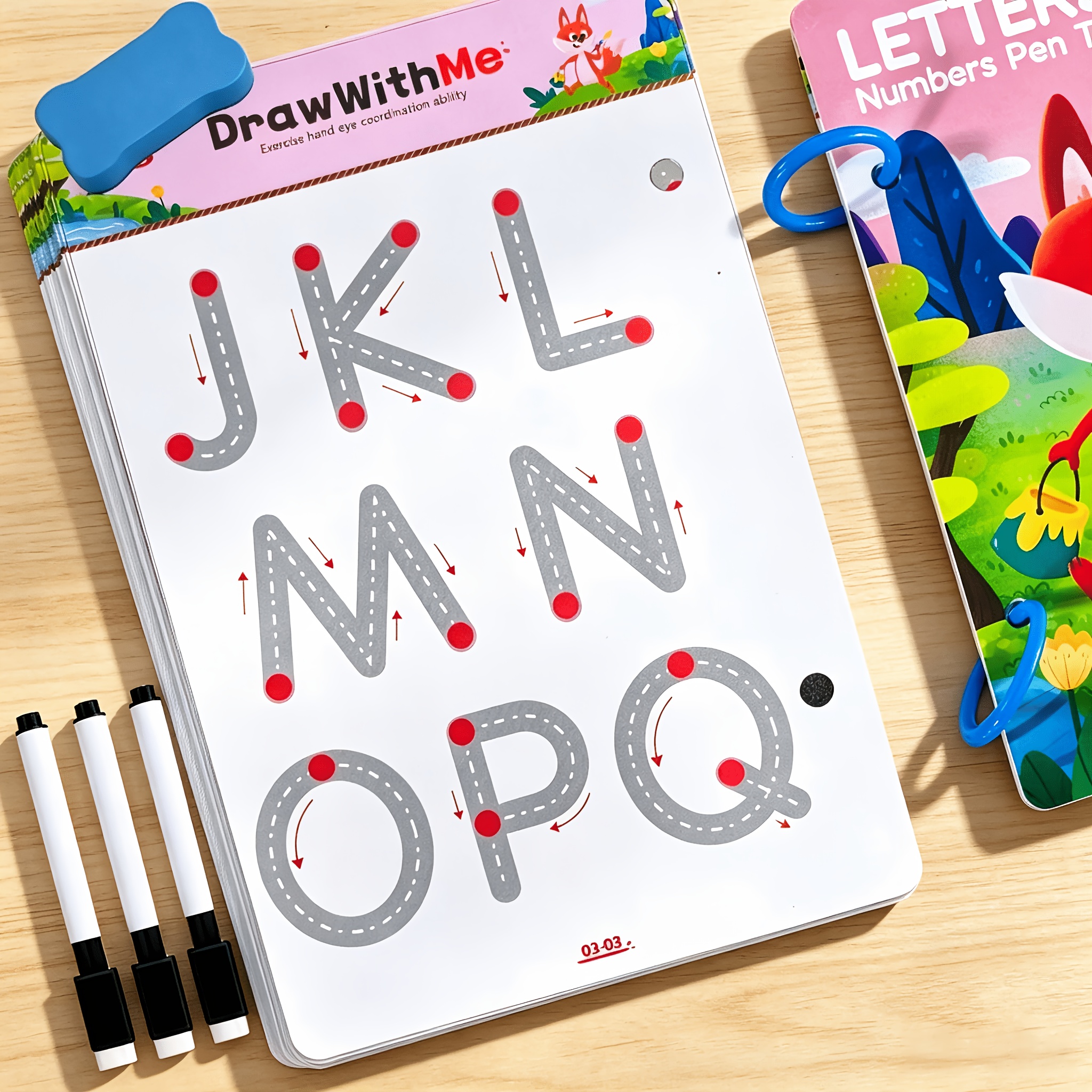 TEMU Coffret d'activités d'entraînement au du stylo réutilisable pour enfants, cahier de dessin et de calque sur 28 thèmes, cahier d'écriture
