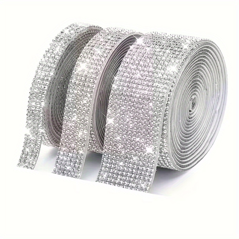 E-shop 3 Rollen/Selbstklebendes Kristall-Strassband Strassstreifen, Glänzende Strass-Flocken Strass-Aufkleber, Auto-Deko-Aufkleber,