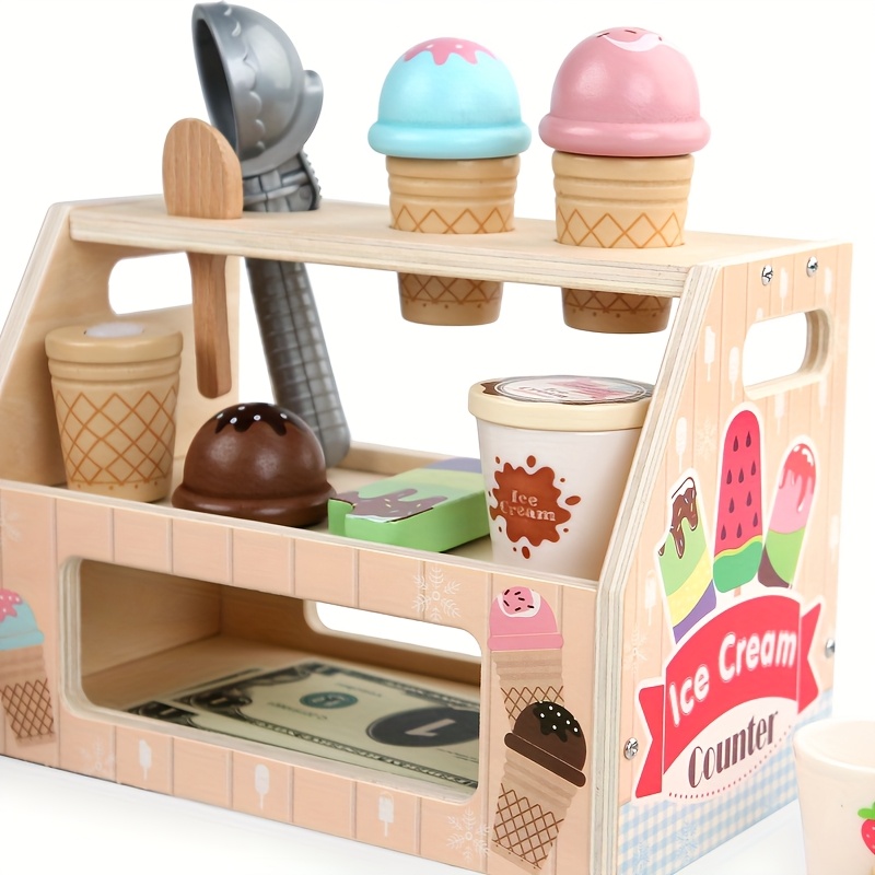 Wooden Toy Children's Play Ice Cream Shop Children's Pretend