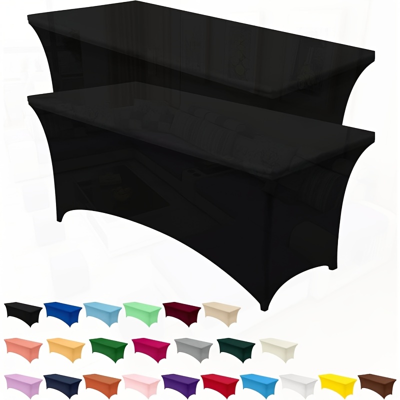 TEMU 2-pack [6ft Black White] Fitted Washable And Wrinkle-resistant Elastic Rectangular Tablecloth Covers, Suitable For Events Wedding Banquets