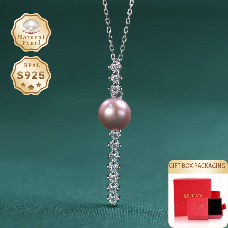 Women's Freshwater Pearls Necklace with 925 Silver, Simple Design