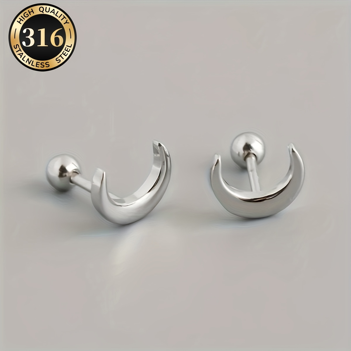 TEMU 2pcs Of High-quality Stainless Steel Low-allergy Stud Earrings, Fade-resistant, Easy And Elegant, Suitable For Everyday Wear Or Fashionable