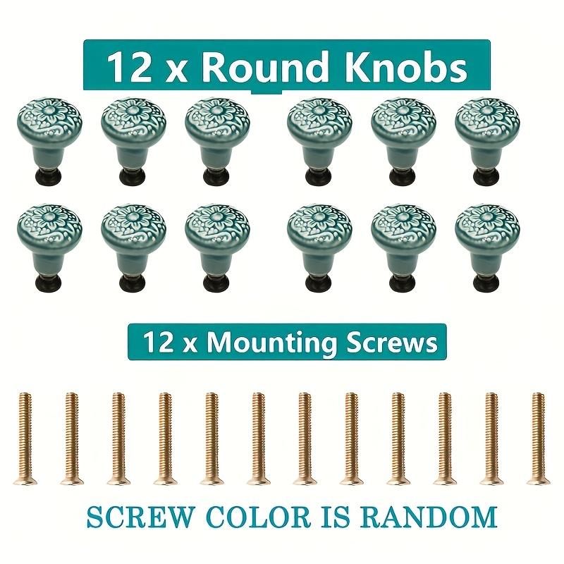 Temu 12/16/20 Db SzekréNygomb, KeráMia SzekréNygomb, KomóDgomb, FióKgomb, AjtóGomb, FióKfogantyú KomóDgomb SzerelőCsavarokkal-image