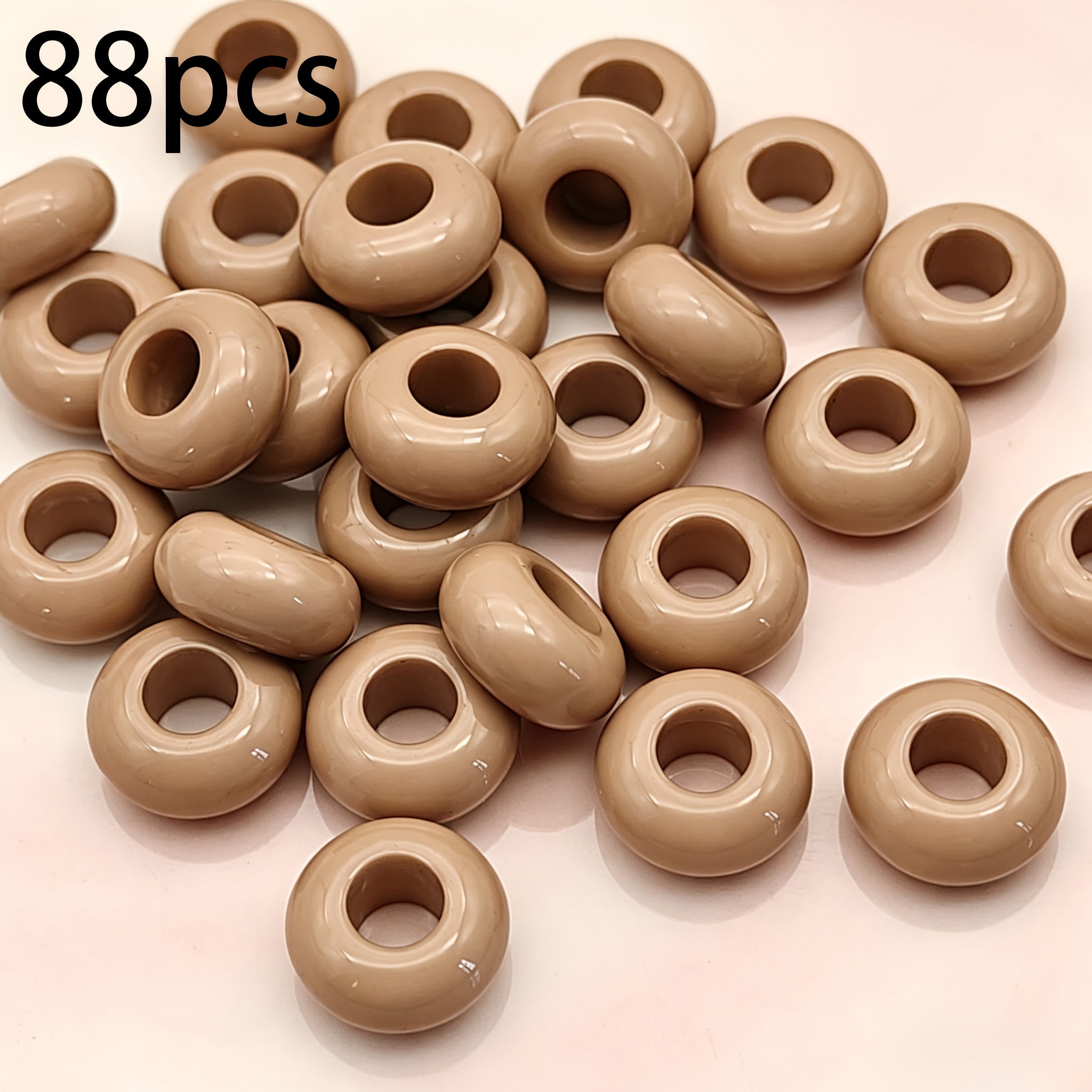 TEMU 88 cuentas acrílicas brillantes de color sólido de 11.2 mm con agujero grande, cuentas de abaque redondas oblongas, multicolor opcional,